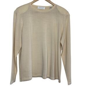 Vtg Lord & Taylor Cream 100% Merino Wool Plus Size 1X Pullover Sweater